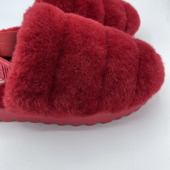 UGG Women's SUPER FLUFF SLIPPERS in RIBBON RED sz 8 1121751-NEW w/marks on soles - Picture 14 of 15